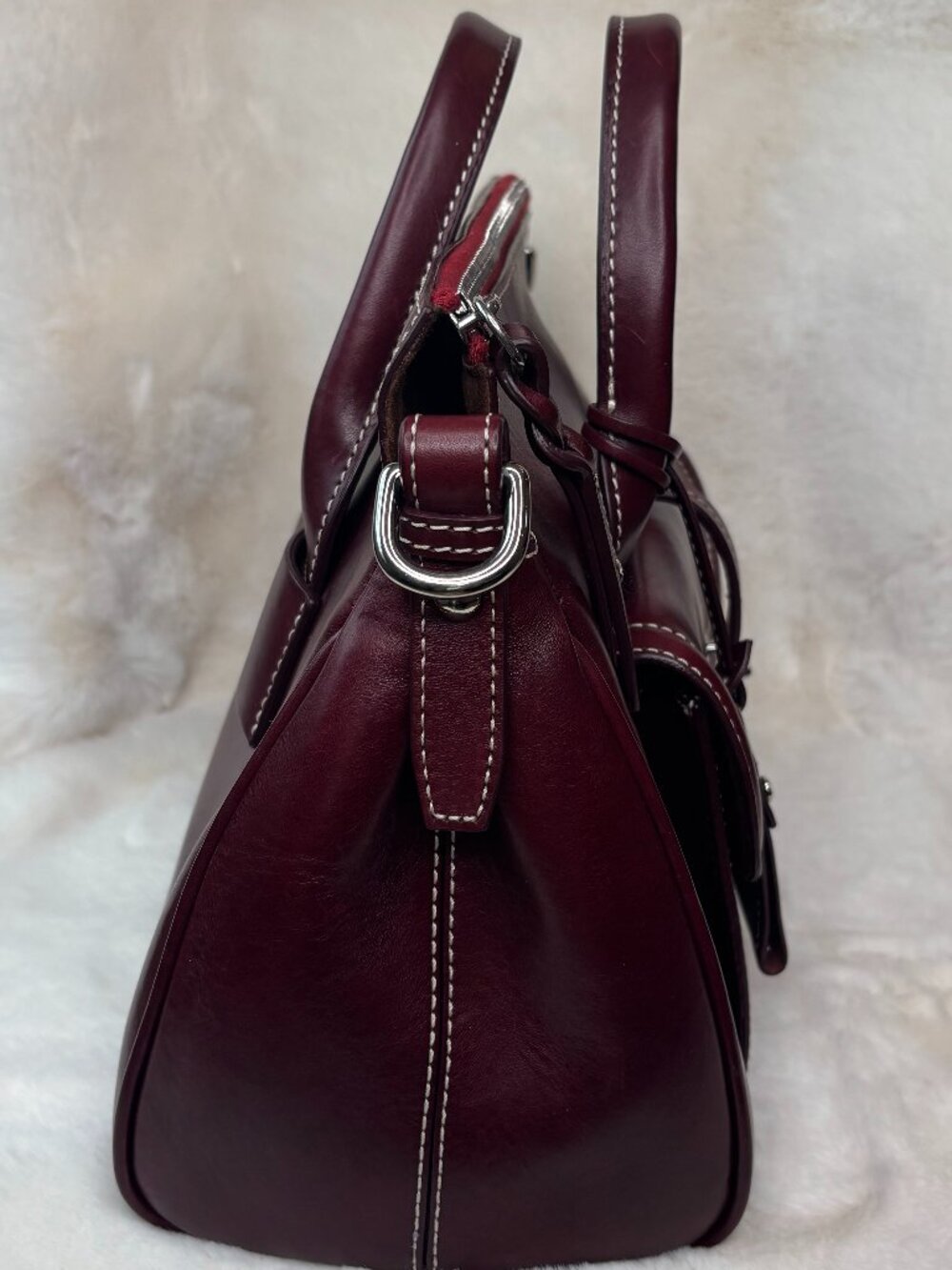 Dooney & Bourke Bordeaux Florentine Toscana Leather Front Pocket Satchel-Like Ne - Picture 5 of 16